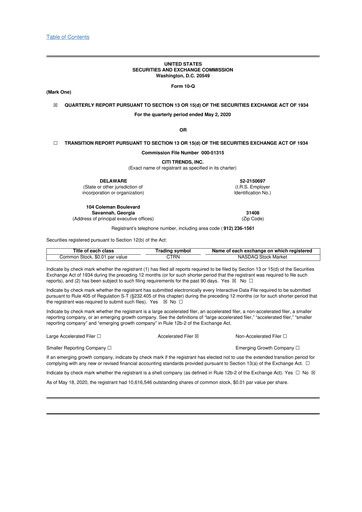 Vorschaubild Citi Trends, Inc. 10-Q Quartalsbericht  