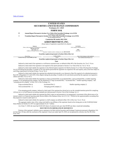 Thumbnail AeroVironment 10-K Annual Report 2019