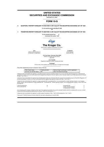 Miniature Kroger 10-Q Rapport trimestriel 2020 