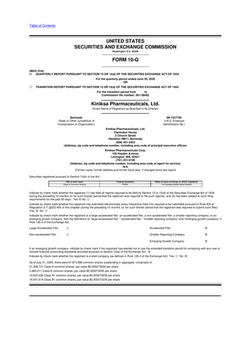 Thumbnail Kiniksa Pharmaceuticals
 10-Q Quarterly Report FY2020 