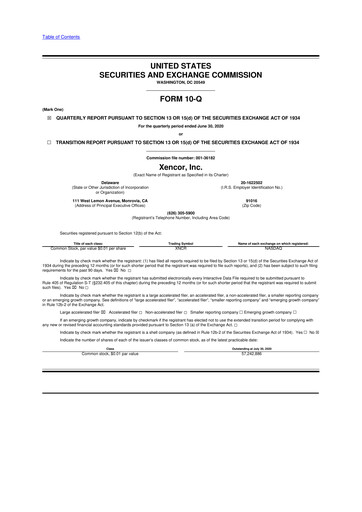 Thumbnail Xencor 10-Q Quarterly Report FY2020 