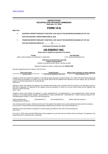 Thumbnail Ur-Energy 10-Q Quarterly Report FY2020 