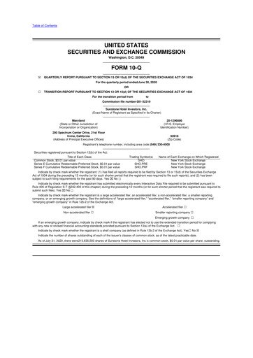 Thumbnail Sunstone Hotel Investors
 10-Q Quarterly Report FY2020 
