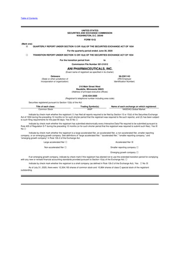 Thumbnail ANI Pharmaceuticals 10-Q Quarterly Report FY2020 