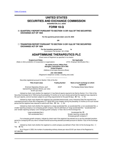 Thumbnail Adaptimmune Therapeutics 10-Q Quarterly Report FY2020 