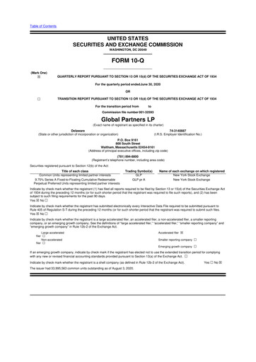 Thumbnail Global Partners LP 10-Q Quarterly Report FY2020 