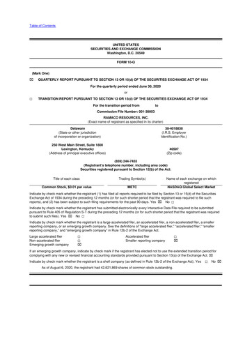 Thumbnail Ramaco Resources
 10-Q Quarterly Report FY2020 