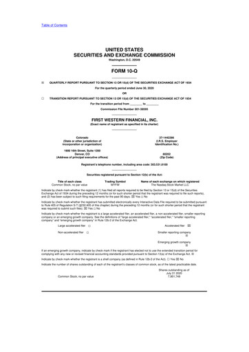 Vorschaubild First Western Financial 10-Q Quartalsbericht 2020 