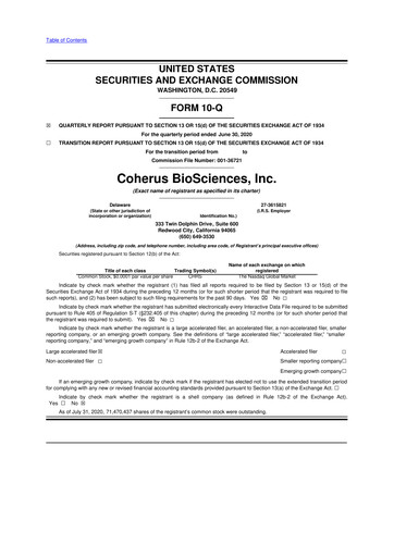 Thumbnail Coherus BioSciences
 10-Q Quarterly Report FY2020 