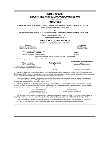 Thumbnail Air Lease Corporation
 10-Q Quarterly Report FY2020 