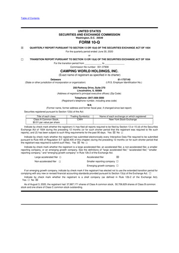 Vorschaubild Camping World
 10-Q Quartalsbericht 2020 