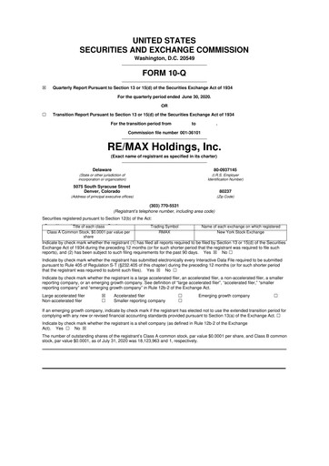 Thumbnail RE/MAX Holdings 10-Q Quarterly Report FY2020 