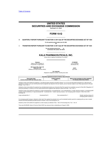 Thumbnail KALA BIO 10-Q Quarterly Report FY2020 