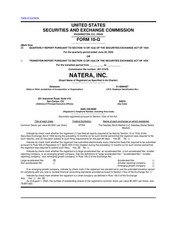 Miniature Natera 10-Q Rapport trimestriel 2020 