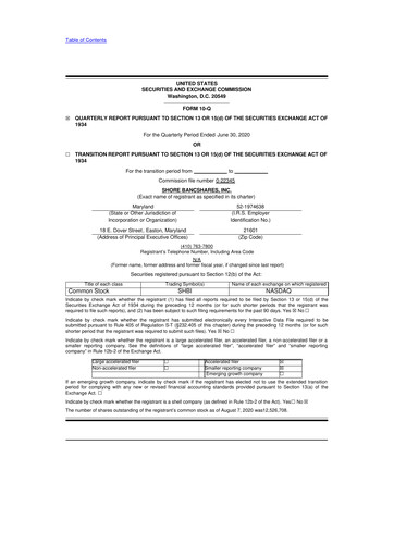 Thumbnail Shore Bancshares 10-Q Quarterly Report FY2020 
