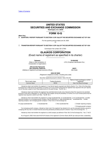 Thumbnail Glaukos 10-Q Quarterly Report FY2020 