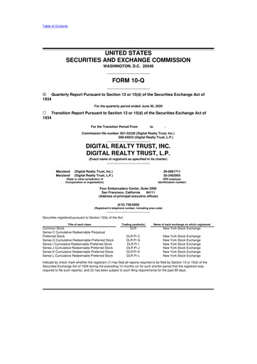 Vorschaubild Digital Realty 10-Q Quartalsbericht  