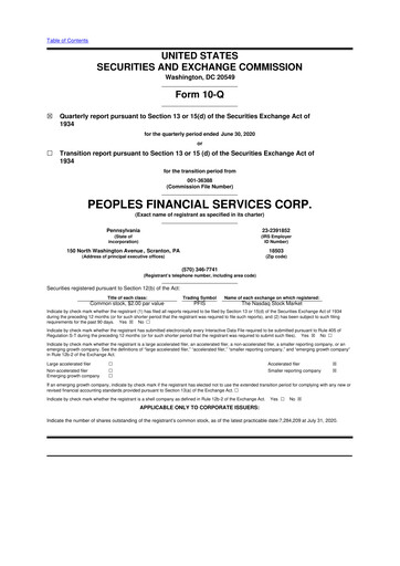 Vorschaubild Peoples Financial Services 10-Q Quartalsbericht 2020 