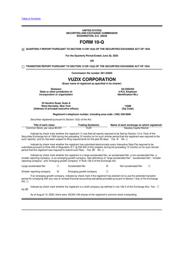 Thumbnail Vuzix
 10-Q Quarterly Report FY2020 