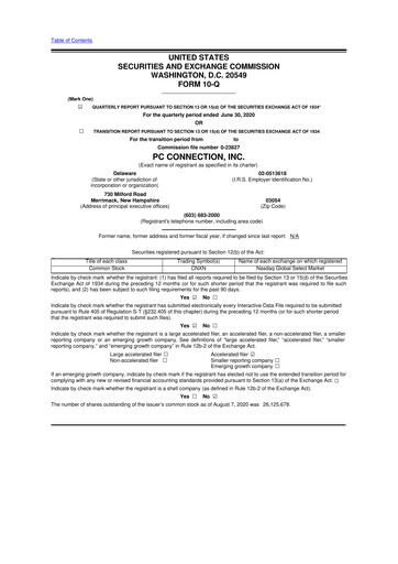Miniature PC Connection
 10-Q Rapport trimestriel 2020 