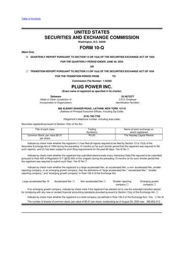 Thumbnail Plug Power 10-Q Quarterly Report FY2020 