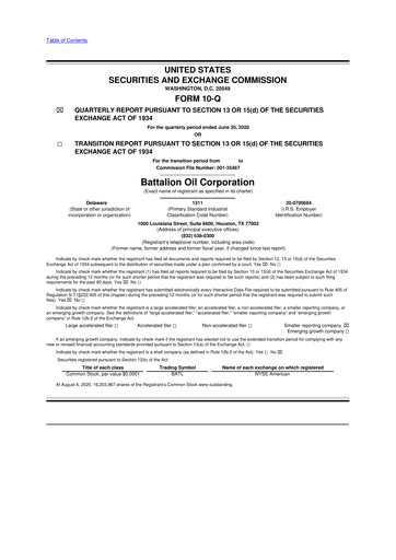 Vorschaubild Battalion Oil 10-Q Quartalsbericht 2020 