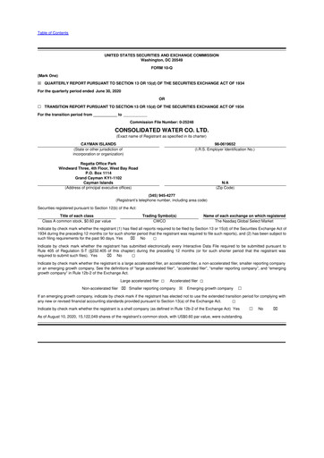 Thumbnail Consolidated Water 10-Q Quarterly Report FY2020 