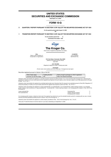 Miniature Kroger 10-Q Rapport trimestriel 2020 