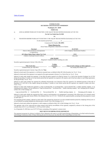 Thumbnail Pioneer Bancorp 10-K Annual Report 2020