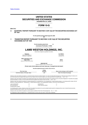 Thumbnail Lamb Weston 10-Q Quarterly Report FY2021 