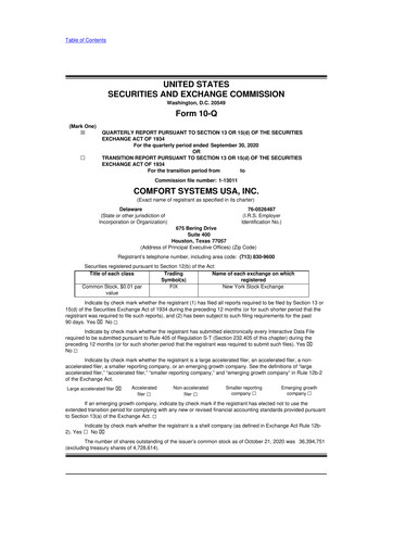 Thumbnail Comfort Systems USA 10-Q Quarterly Report FY2020 