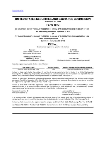 Thumbnail Stride (K12 Education)
 10-Q Quarterly Report FY2021 