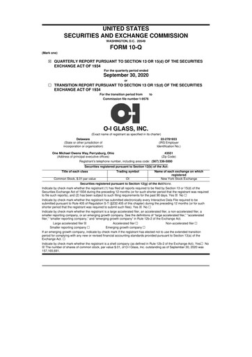 Thumbnail O-I Glass
 10-Q Quarterly Report FY2020 