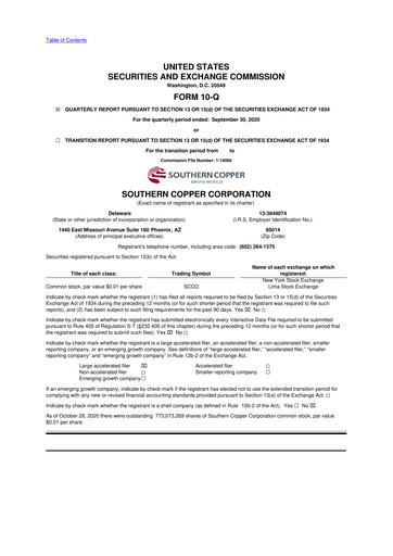 Thumbnail Southern Copper 10-Q Quarterly Report FY2020 