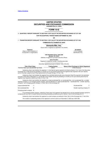 Thumbnail Annovis Bio 10-Q Quarterly Report FY 