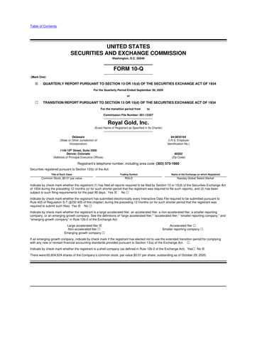 Vorschaubild Royal Gold
 10-Q Quartalsbericht 2021 