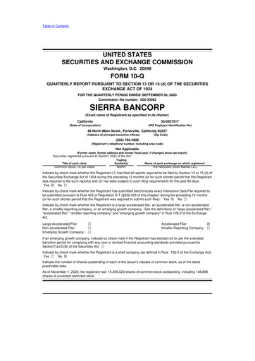 Thumbnail Sierra Bancorp
 10-Q Quarterly Report FY2020 