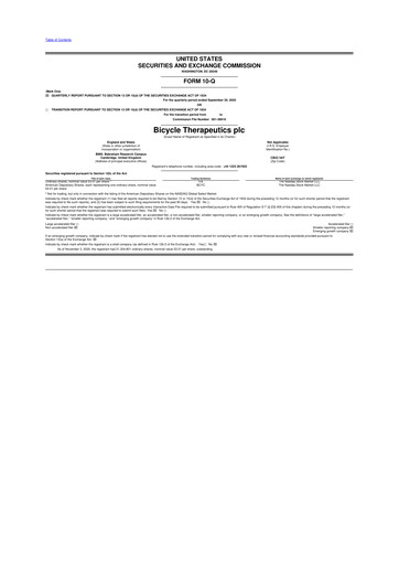 Thumbnail Bicycle Therapeutics 10-Q Quarterly Report FY2020 