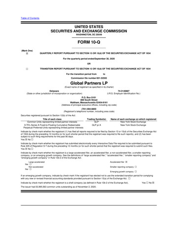 Thumbnail Global Partners LP 10-Q Quarterly Report FY2020 