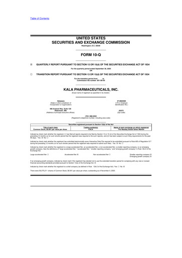 Thumbnail KALA BIO 10-Q Quarterly Report FY2020 