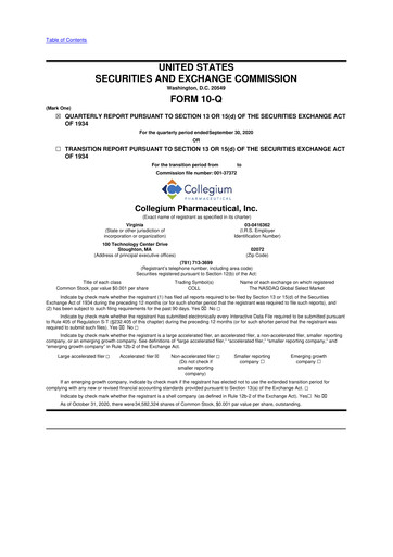 Thumbnail Collegium Pharmaceutical
 10-Q Quarterly Report FY2020 