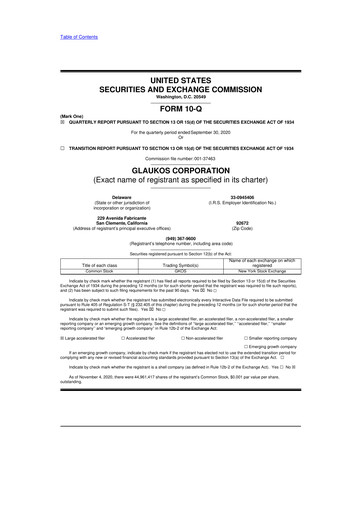 Thumbnail Glaukos 10-Q Quarterly Report FY2020 