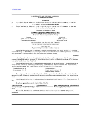 Thumbnail Iovance Biotherapeutics
 10-Q Quarterly Report FY2020 