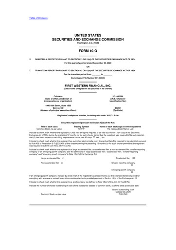 Vorschaubild First Western Financial 10-Q Quartalsbericht 2020 