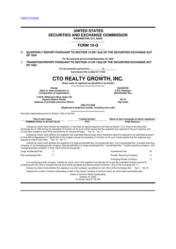 Vorschaubild CTO Realty Growth 10-Q Quartalsbericht 2020 