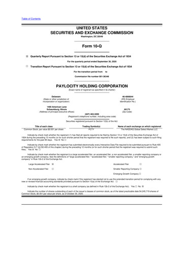 Thumbnail Paylocity 10-Q Quarterly Report FY2021 