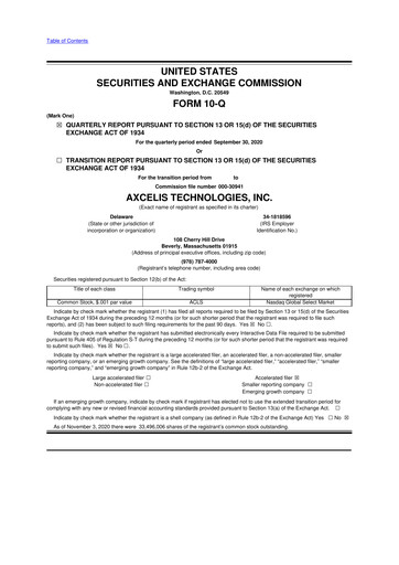 Thumbnail Axcelis Technologies
 10-Q Quarterly Report FY2020 