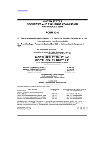 Vorschaubild Digital Realty 10-Q Quartalsbericht  