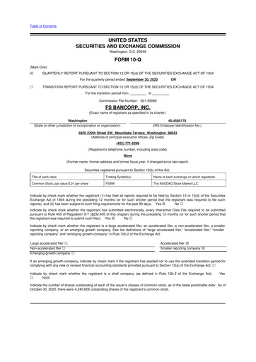 Thumbnail FS Bancorp 10-Q Quarterly Report FY2020 