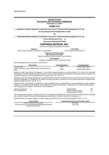 Vorschaubild Fortress Biotech
 10-Q Quartalsbericht 2020 